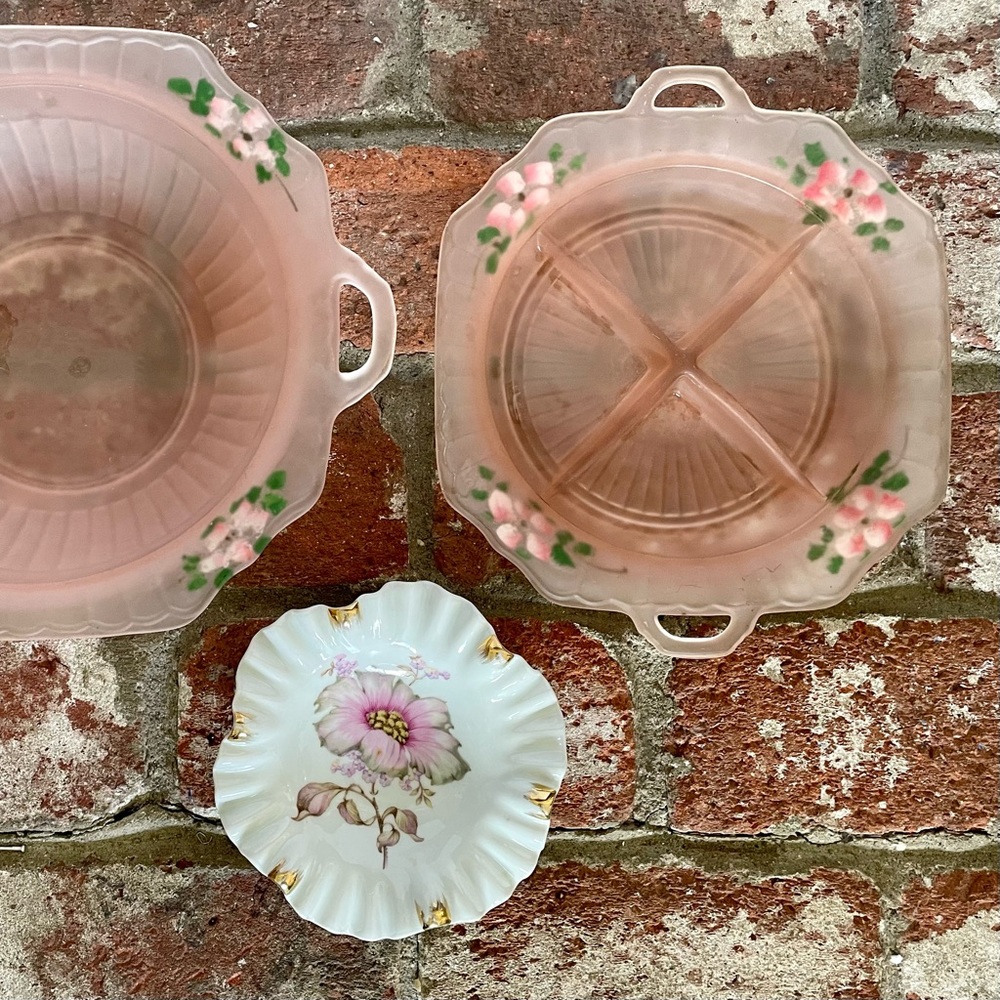 Beautiful Vintage Pink Serving Dishes